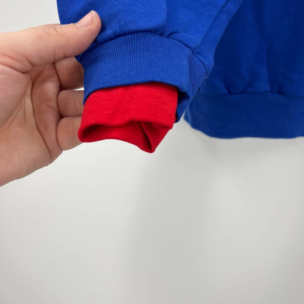 Quips Vintage Sweat Shirt Single Stitch Floral Puff Paint Pattern Blue Medium - Picture 5 of 7